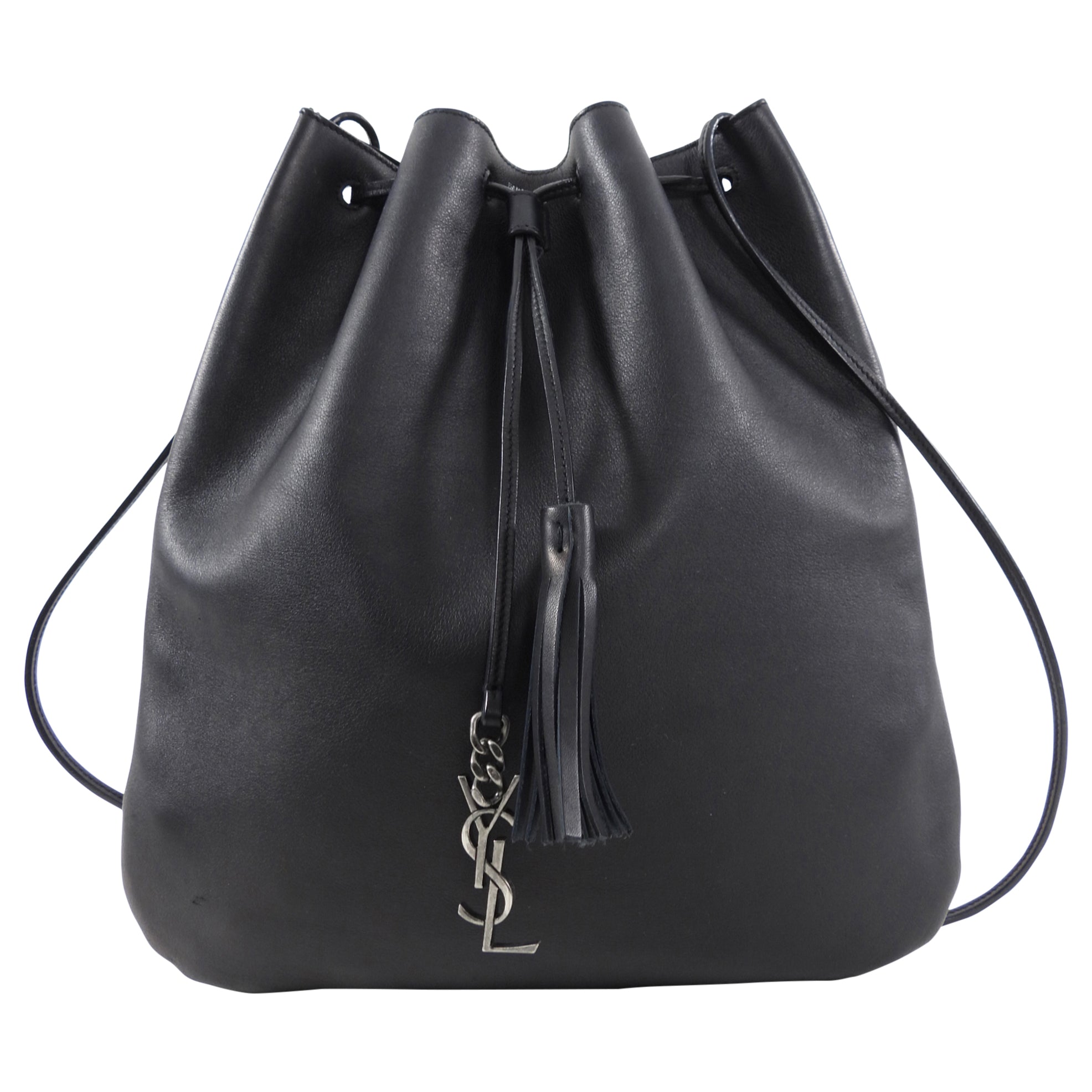 Saint Laurent Black Jen Flat Drawstring Bag