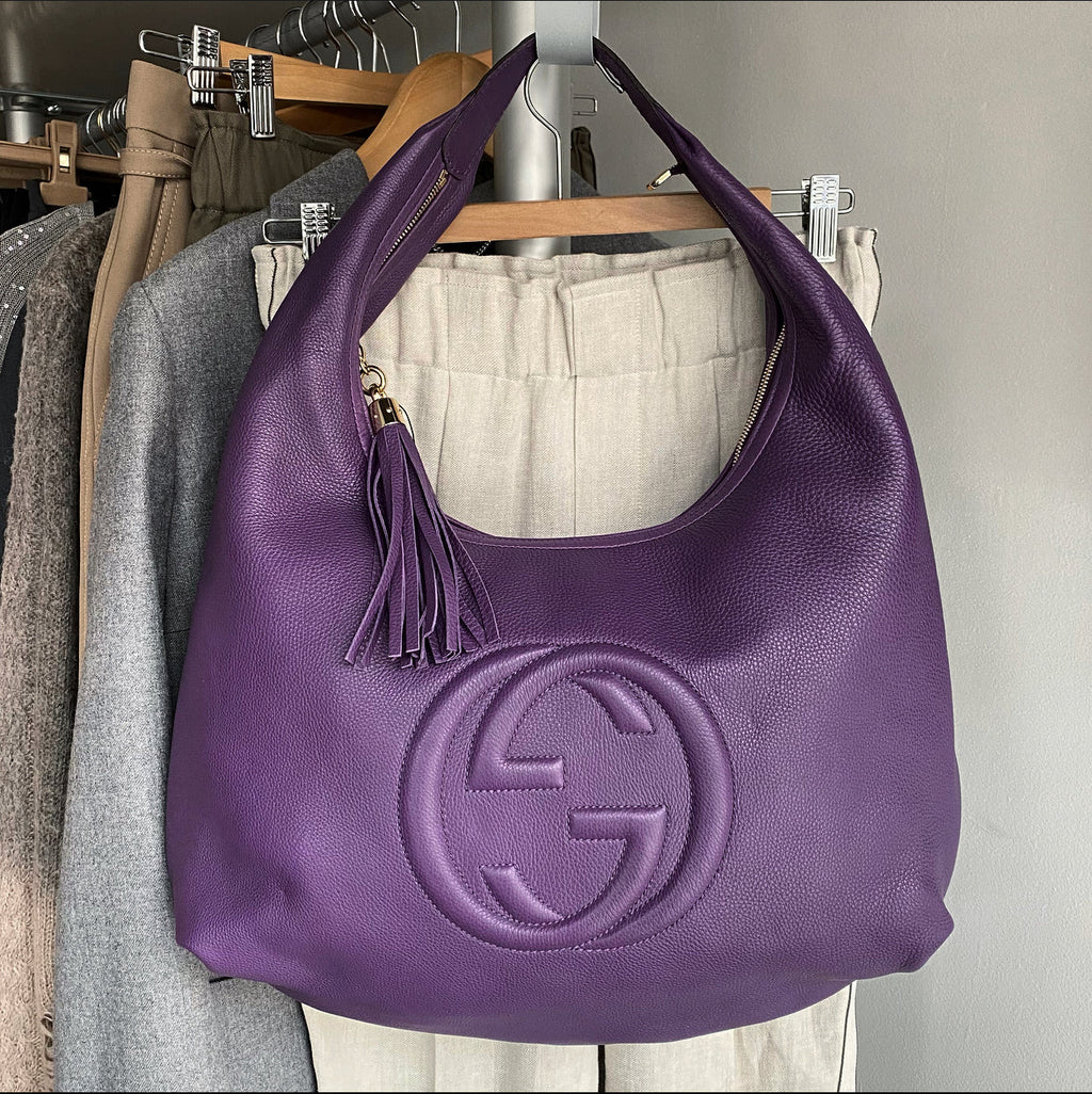 Gucci Large Soho Purple Leather Hobo Bag