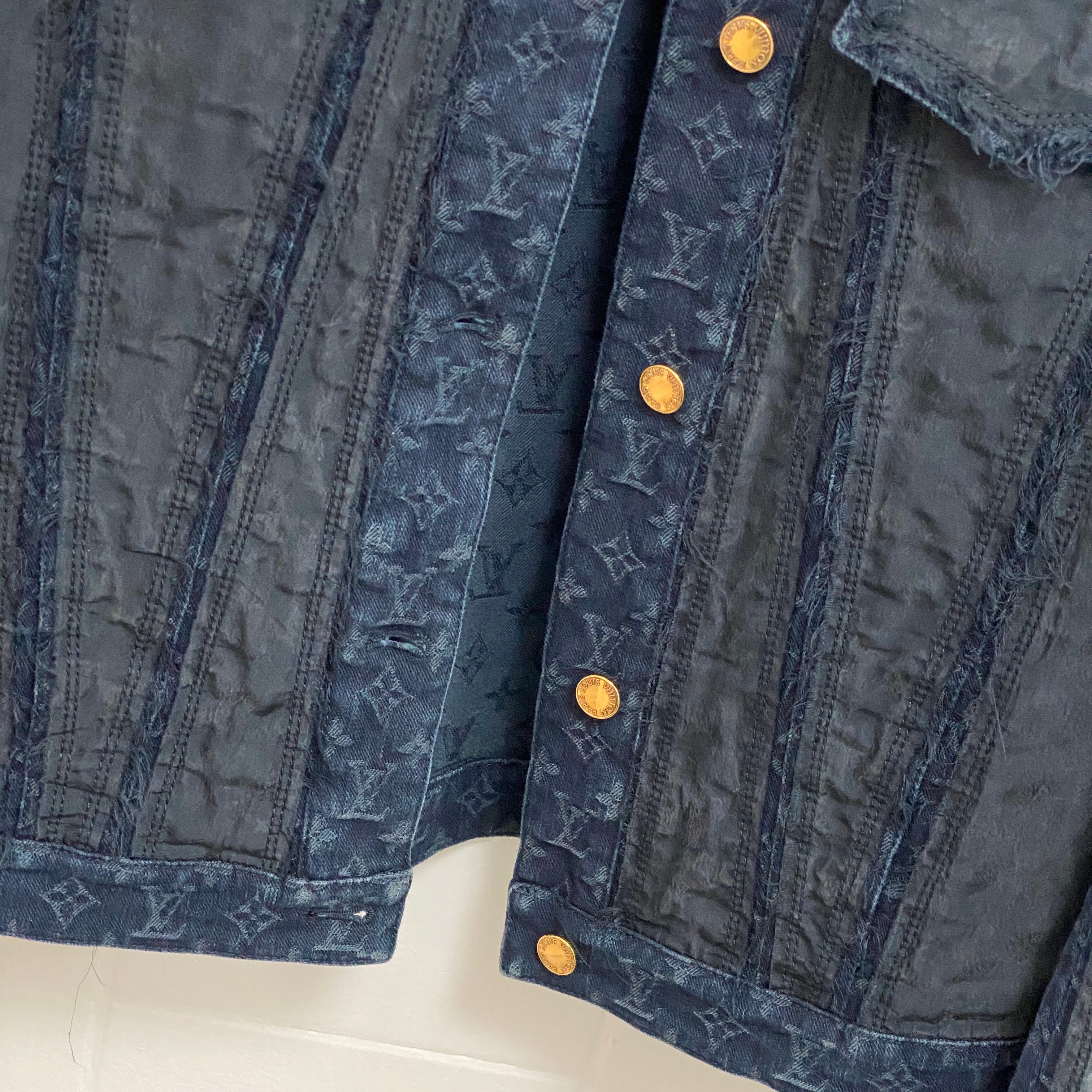 Louis Vuitton Monogram Blue Denim and Silk Jean Jacket - 38 / 6