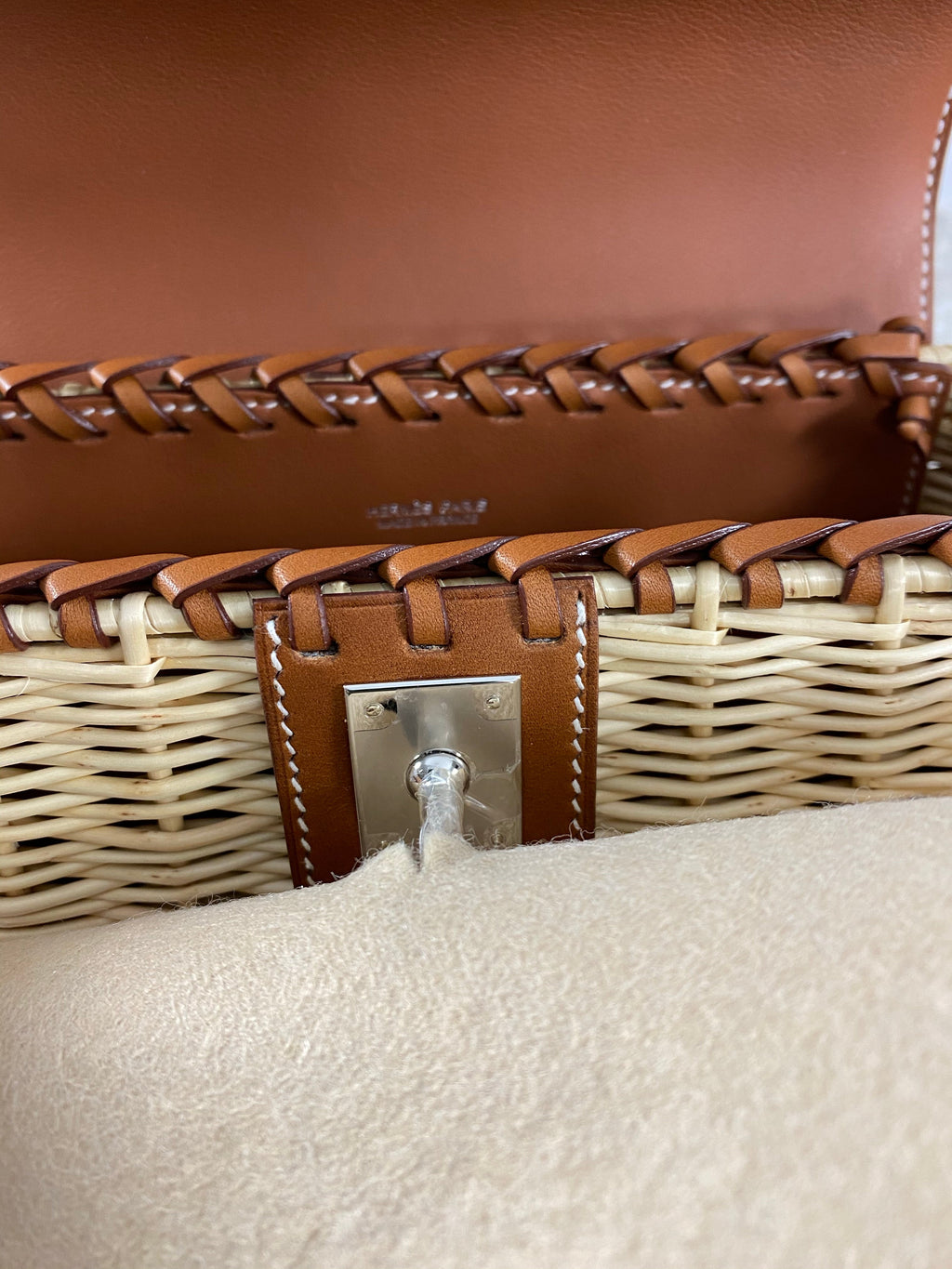 Hermes Kelly Picnic Mini 20cm Barenia and Osier Wicker Bag