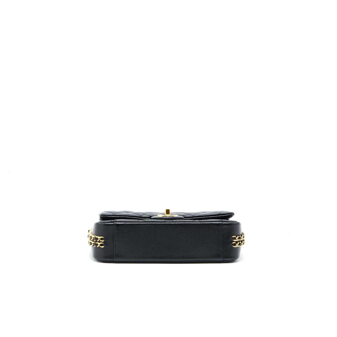 CHANEL 23C MINI FLAP BAG CHAIN GRAINED CALFSKIN BLACK