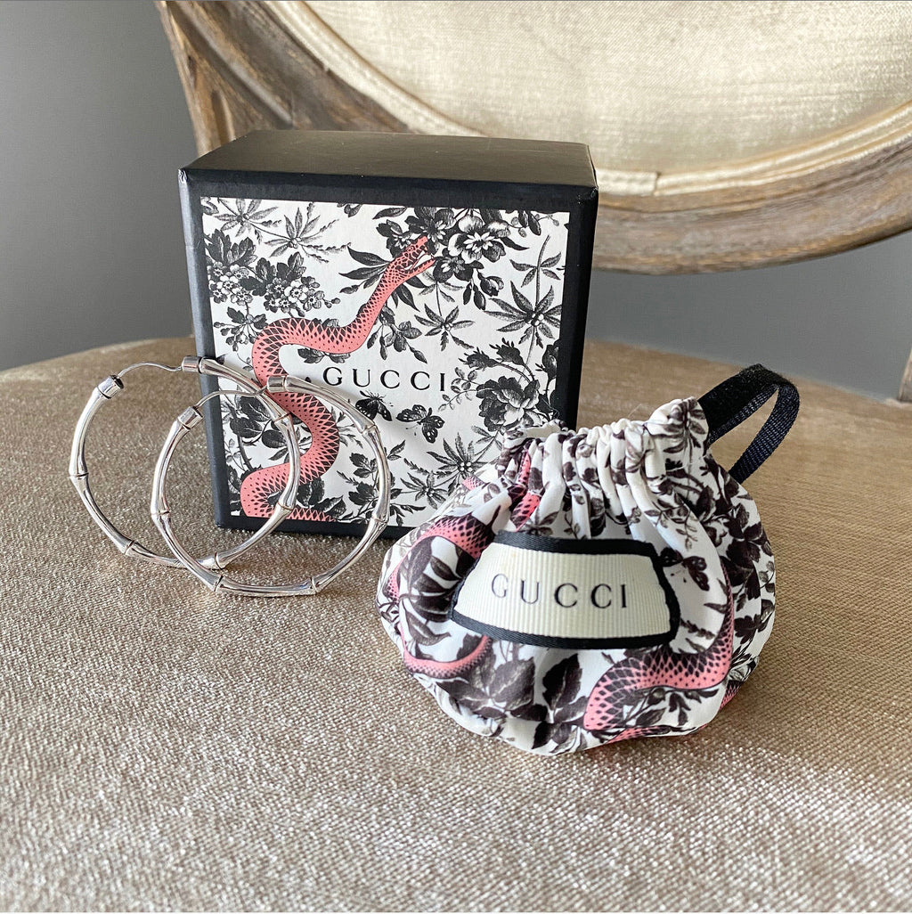 Gucci Sterling Silver Bamboo Hoop Earrings