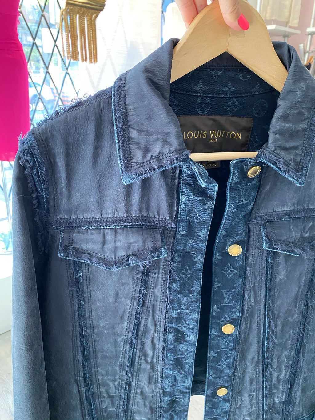 Louis Vuitton Monogram Blue Denim and Silk Jean Jacket - 38 / 6