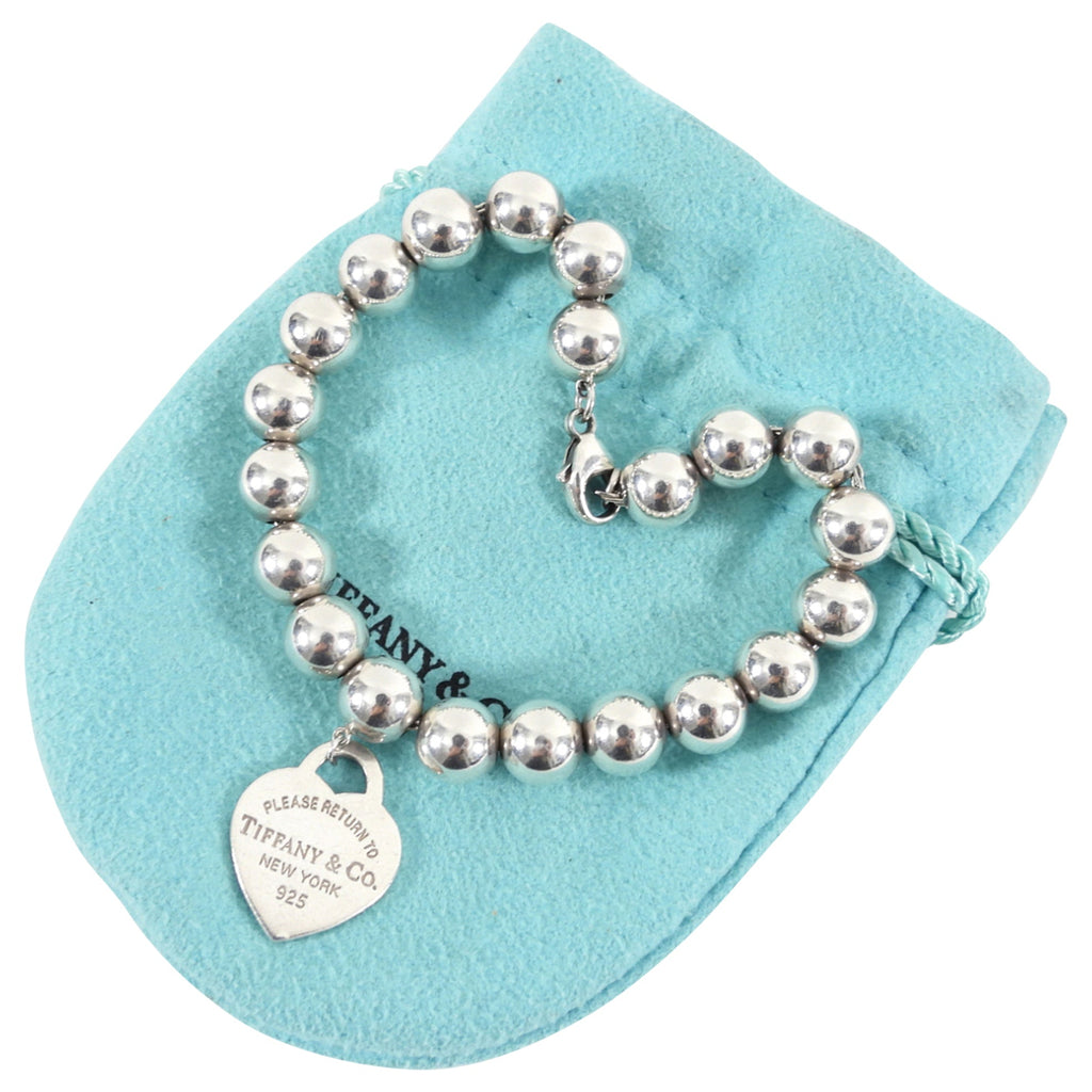 Tiffany & Co.  Sterling Silver Ball Heart Tag Bracelet