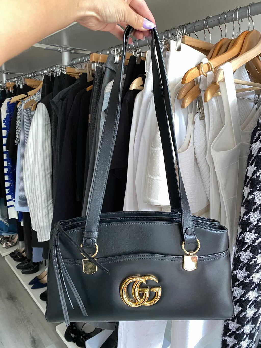 Gucci Burgundy Arli Handle Large GG Logo Bag