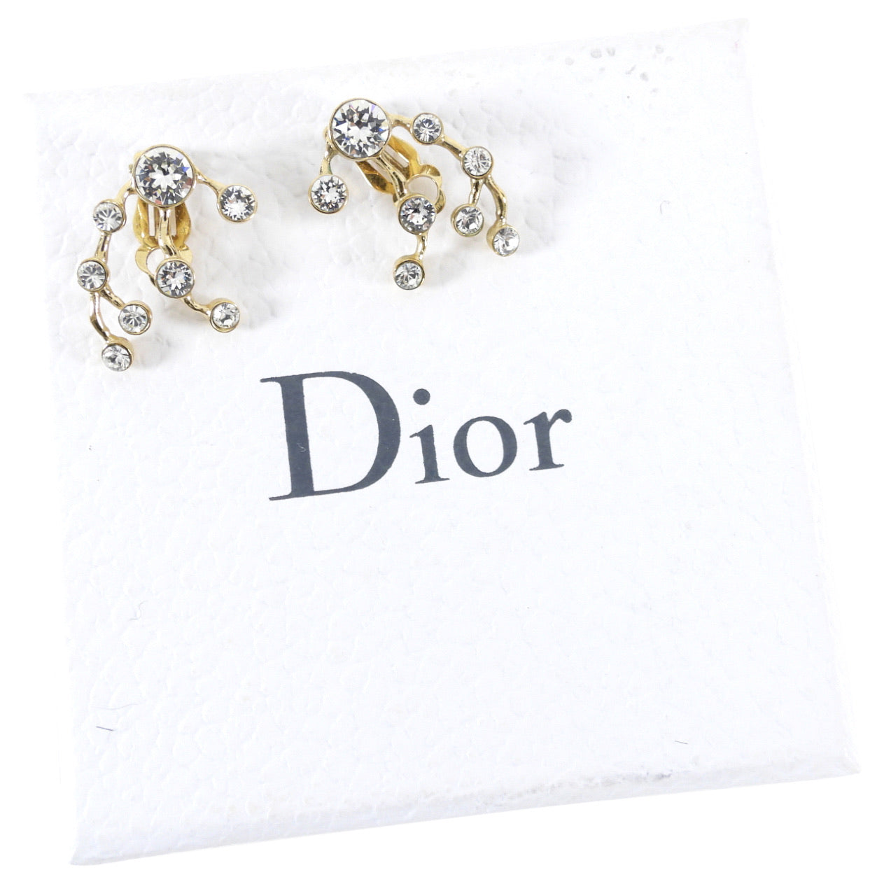 Dior Rhinestone and Goldtone Spray Clip on Earrings