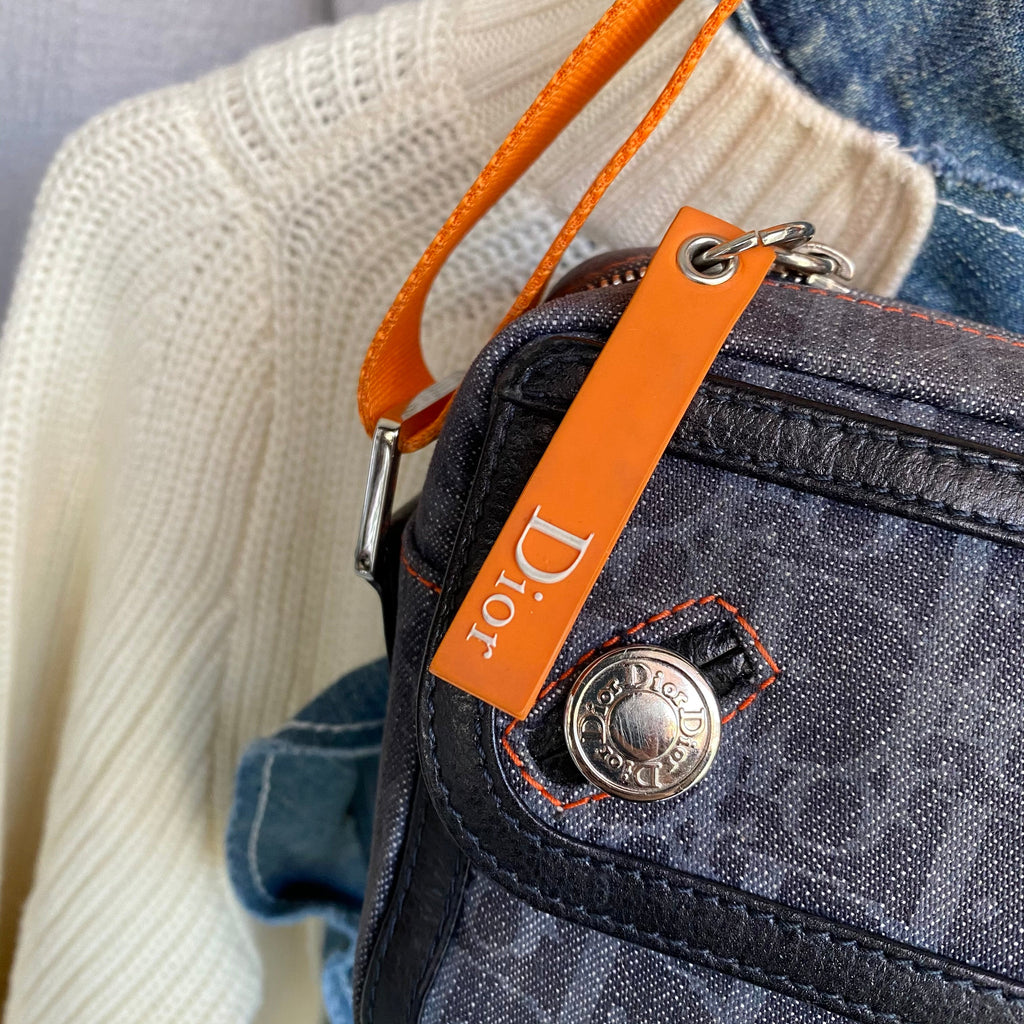 Dior Vintage Early 2000’s Galliano Denim Trotteur Flight Bag