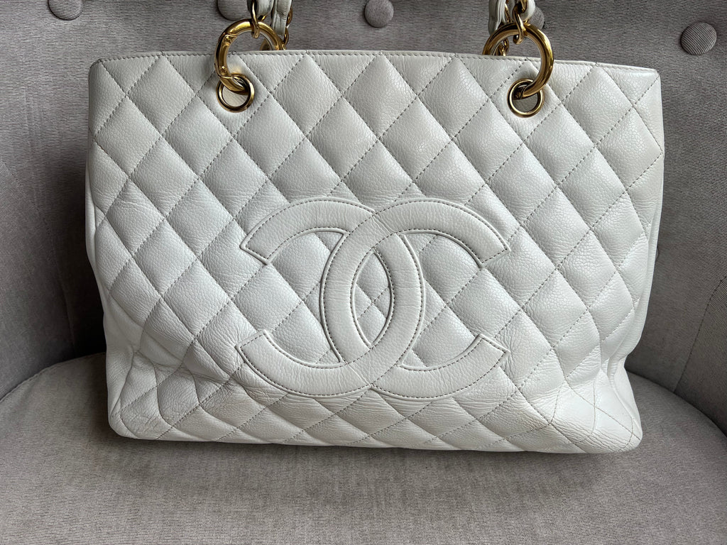 Chanel White Caviar Grand Shopper Tote (GST)