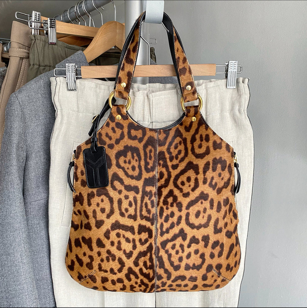 Saint Laurent Calf Leopard Small Tote Bag