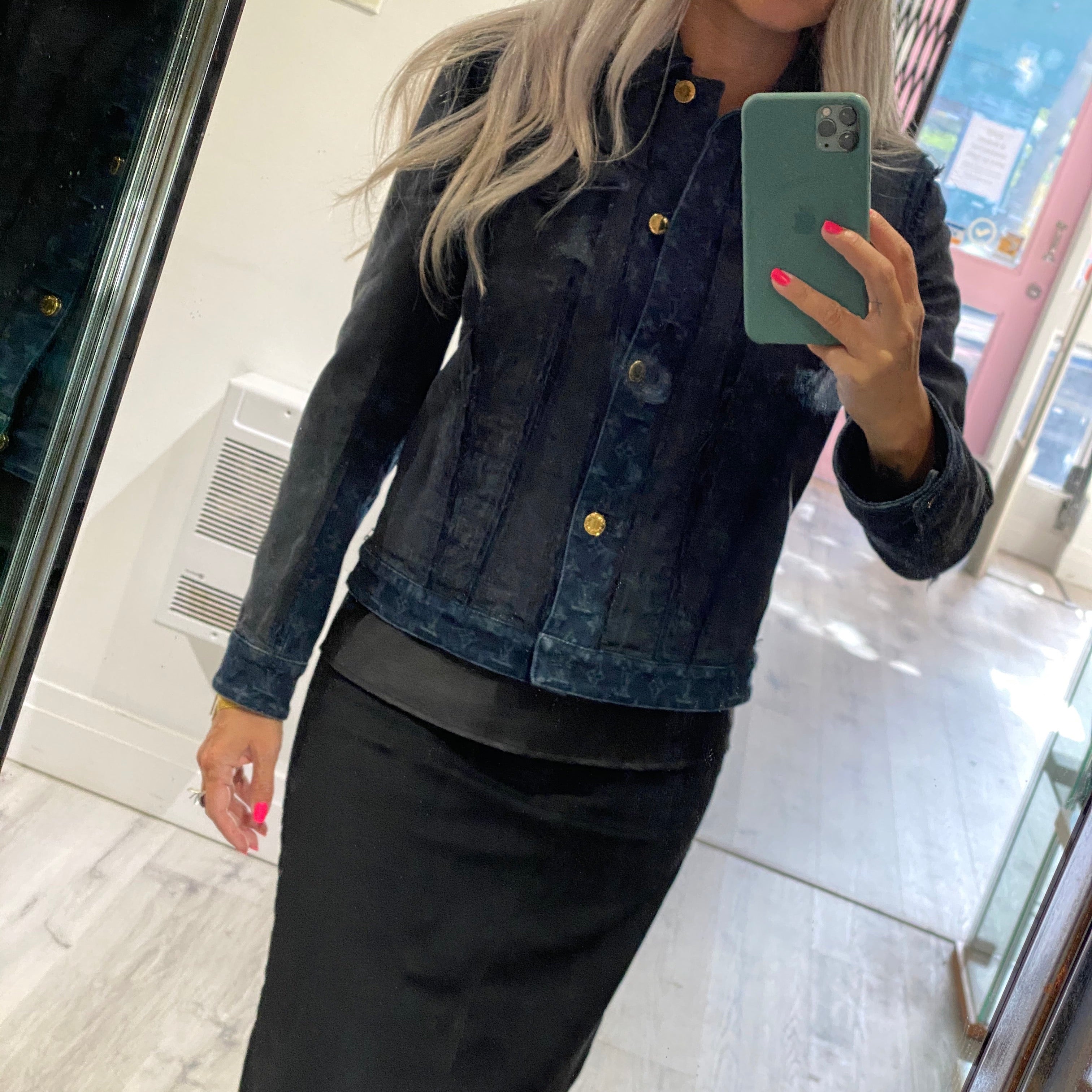 Louis Vuitton Monogram Blue Denim and Silk Jean Jacket - 38 / 6