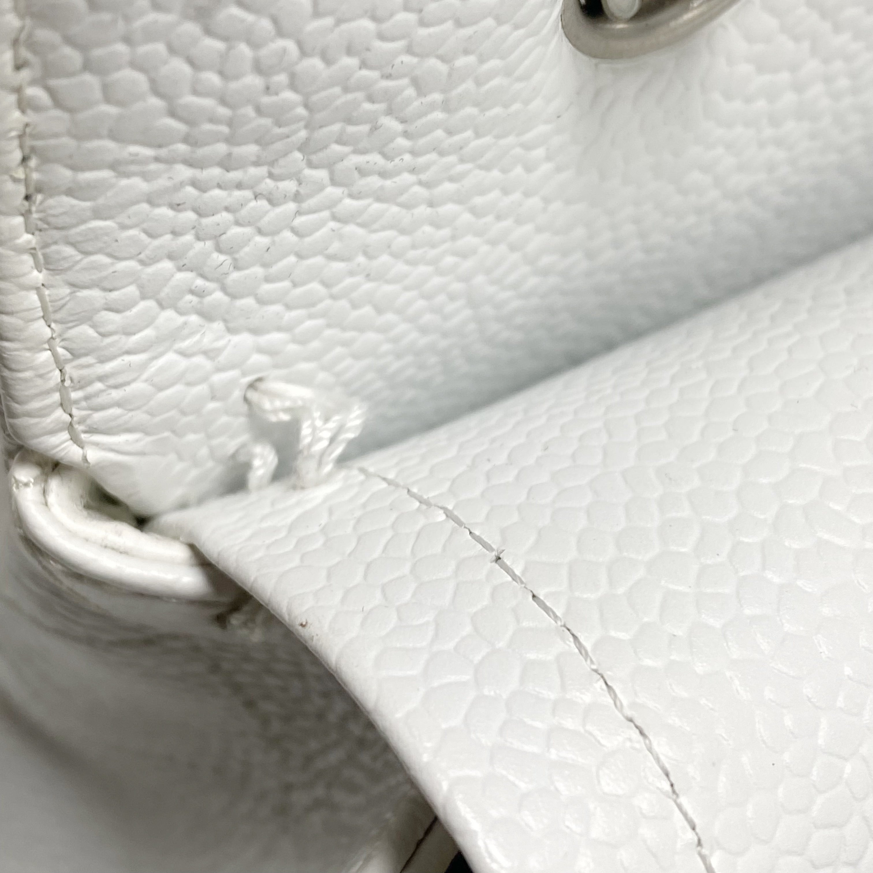 CHANEL MEDIUM CLASSIC DOUBLE FLAP BAG CAVIAR WHITE