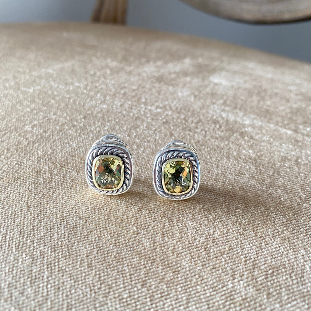 David Yurman Albion 18k Yellow Gold, Peridot, Sterling Earrings