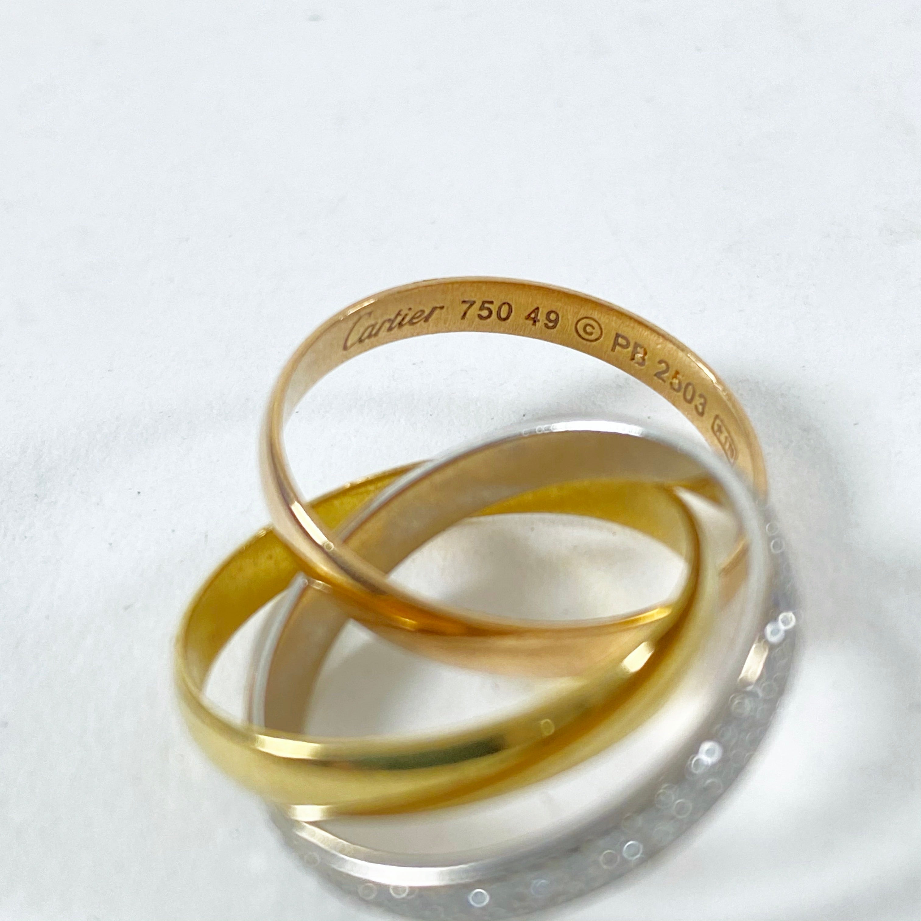 Cartier 18k Tri-Color Gold Diamond Small Model Trinity Ring