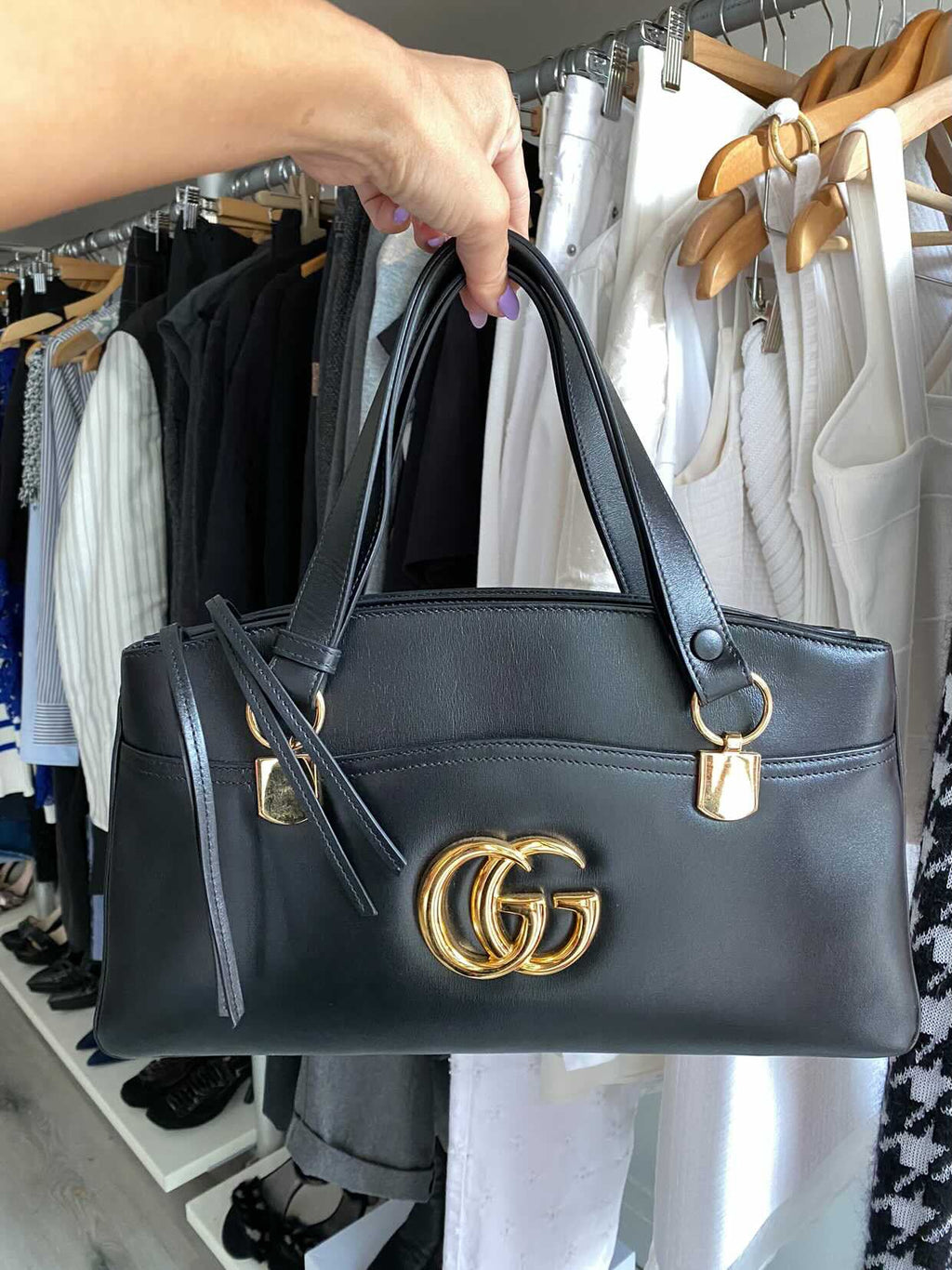 Gucci Burgundy Arli Handle Large GG Logo Bag