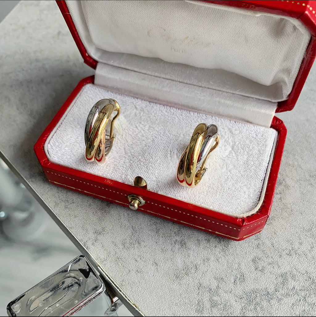Cartier 18k Tri-Tone Gold Trinity XL Earrings