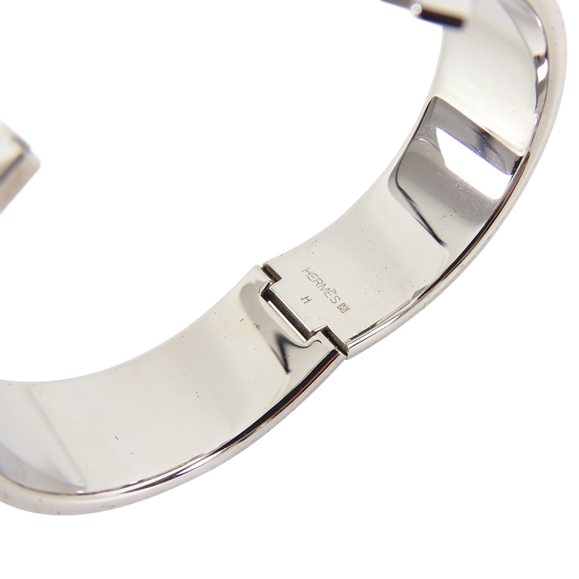 Hermes Red and Silver Clic Clack H Bangle Bracelet