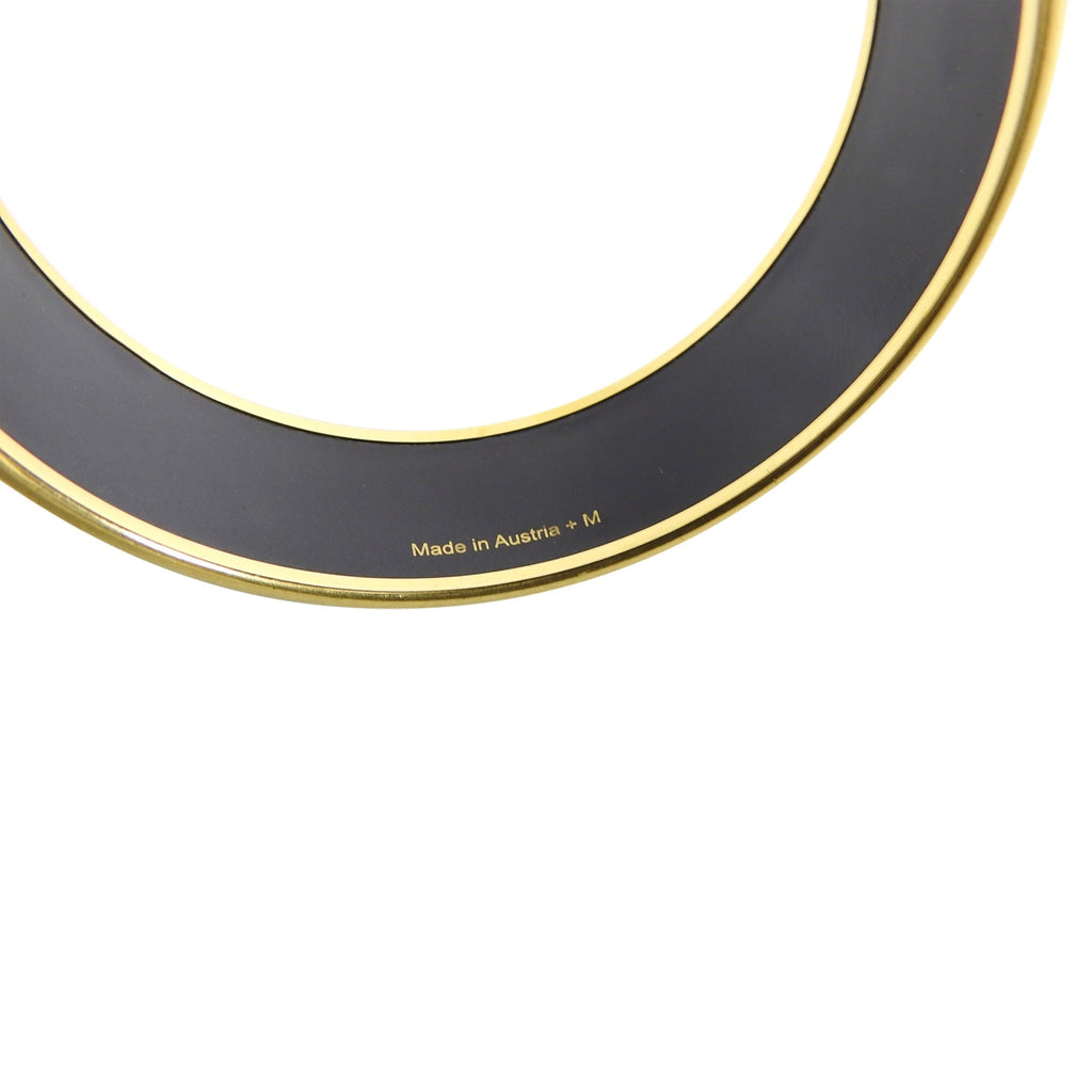 Hermes Blue Geo Gold Printed Enamel Wide Bangle Bracelet