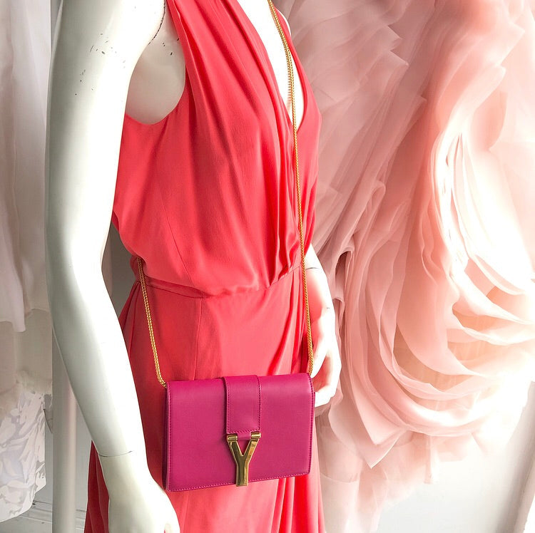 YSL Saint Laurent Pink Mini Sac Y Ligne Crossbody Bag
