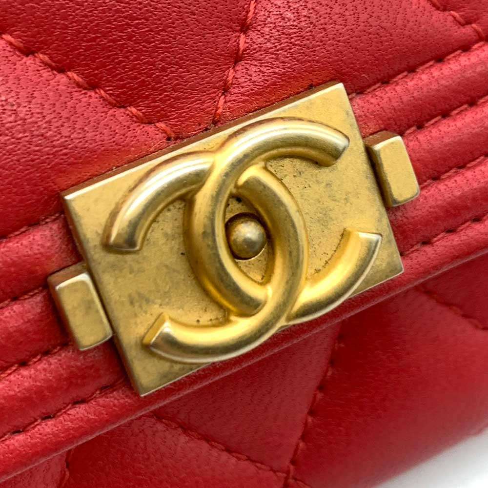 Chanel Boy  Case Red Lambskin