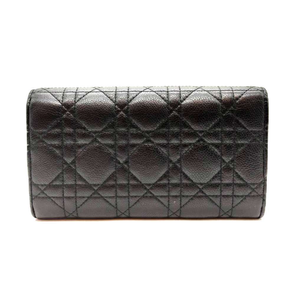 Dior Leather Caro Orchid Long Wallet Black