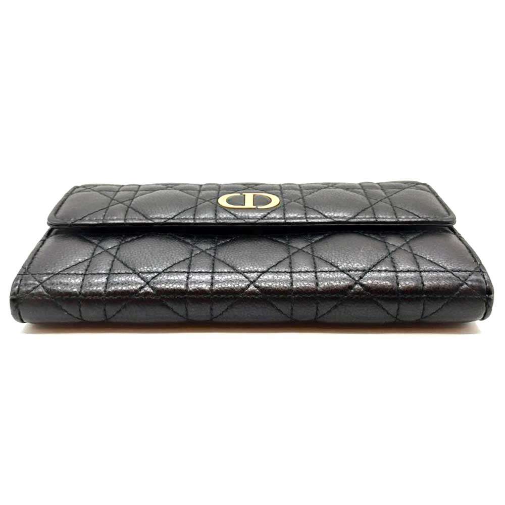 Dior Leather Caro Orchid Long Wallet Black