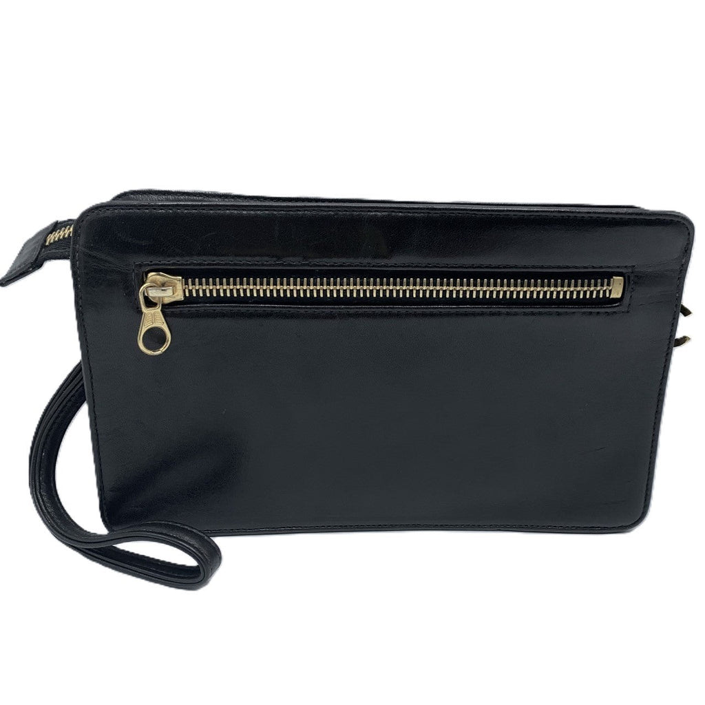 Chanel Leather Clutch Bag Black Vintage