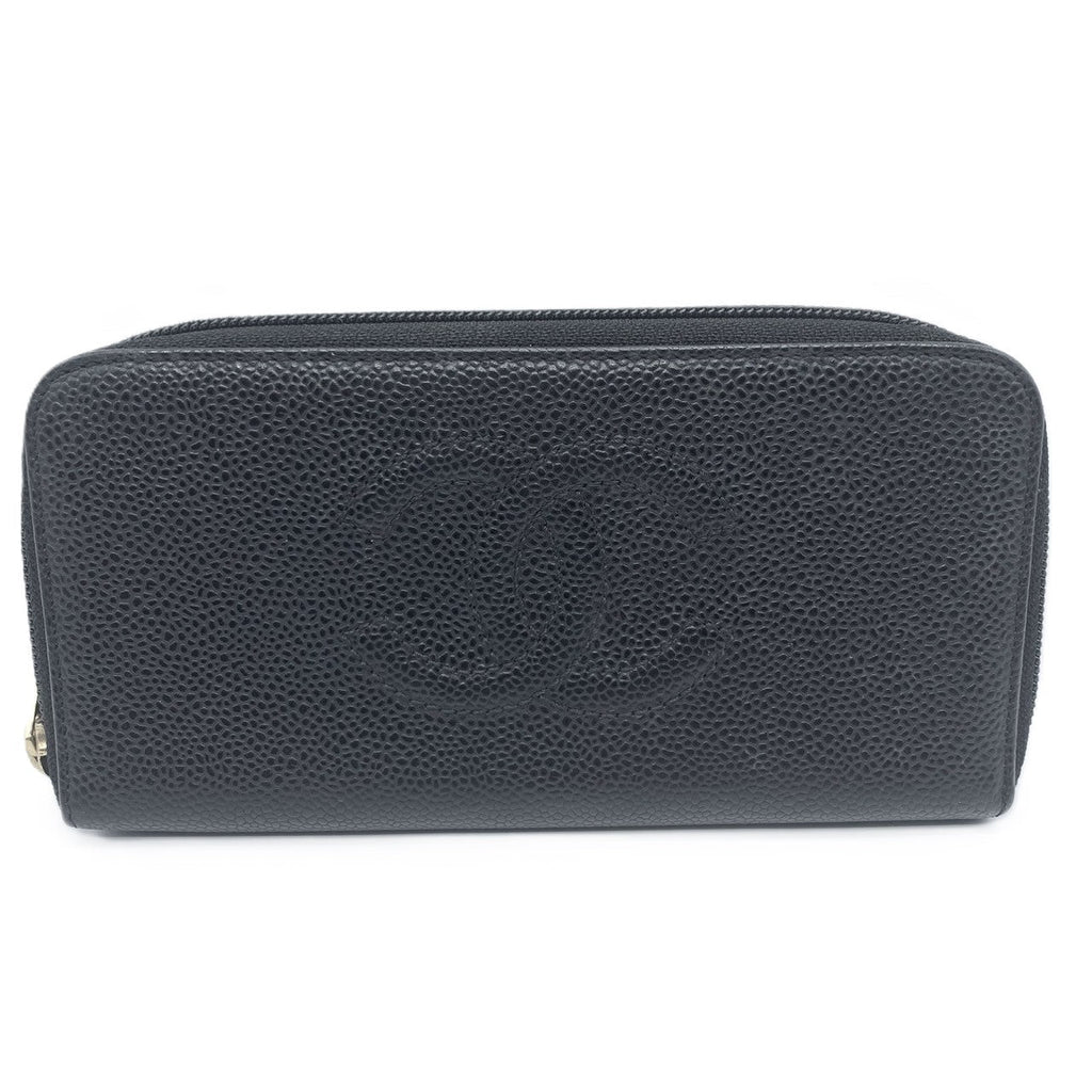 Chanel Caviar Skin Zip Wallet Black