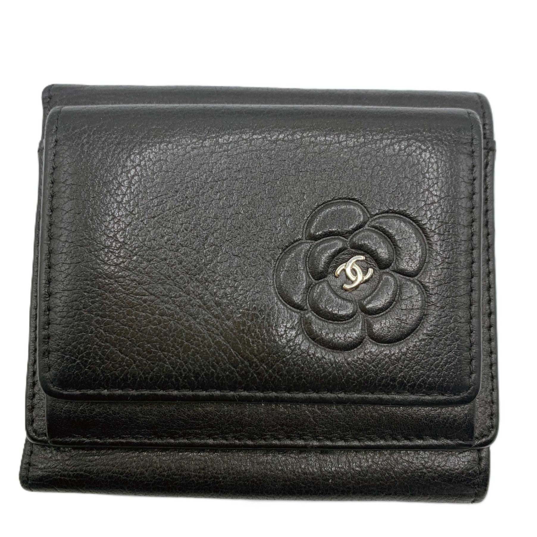 Chanel Camellia Lambskin Compact Wallet