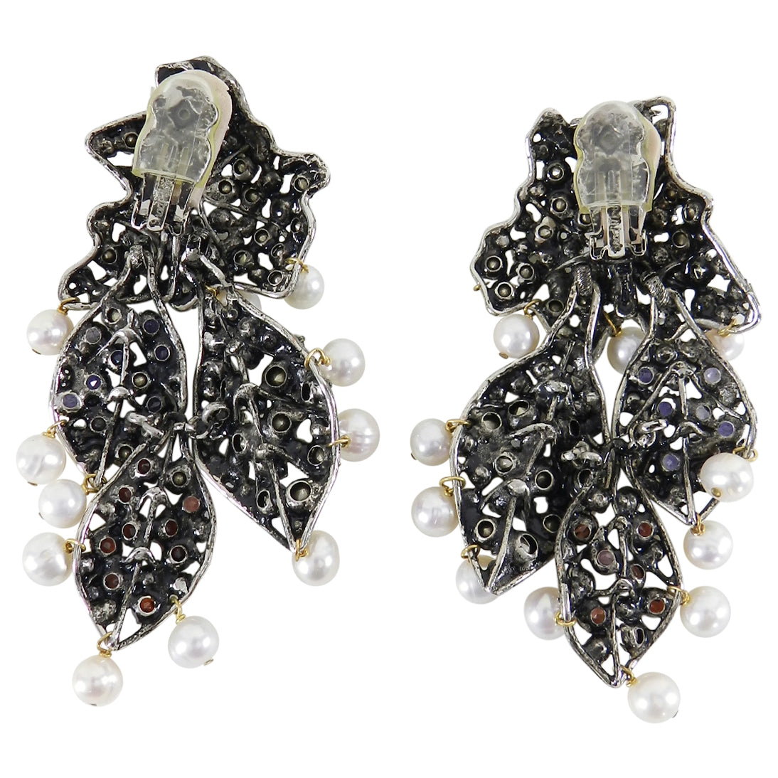 Iradj Moini Crystal and Pearl Segmented Statement Earrings