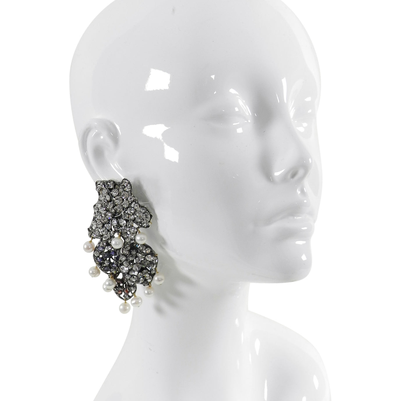 Iradj Moini Crystal and Pearl Segmented Statement Earrings