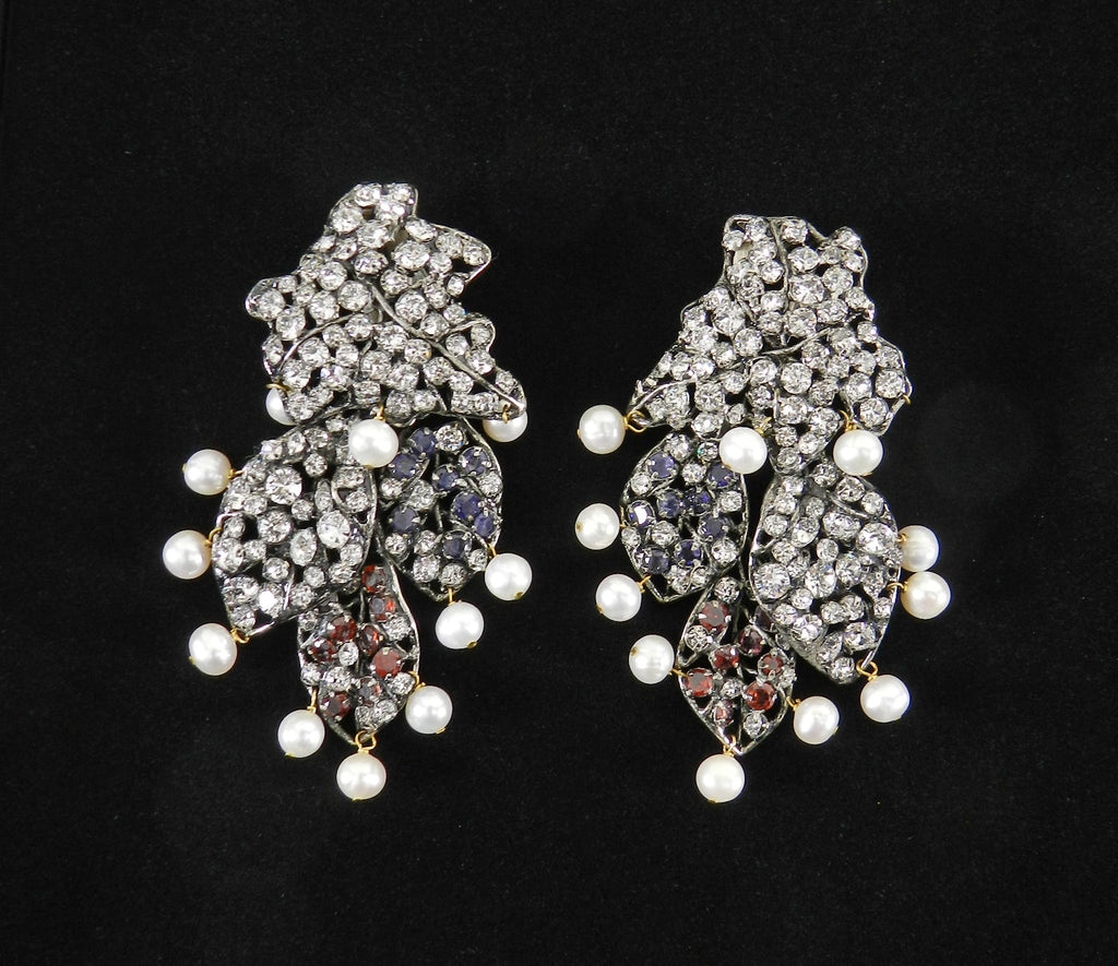 Iradj Moini Crystal and Pearl Segmented Statement Earrings