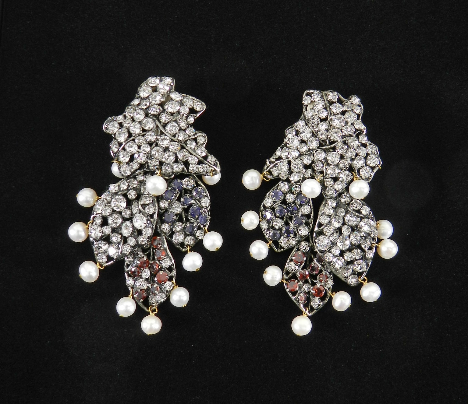 Iradj Moini Crystal and Pearl Segmented Statement Earrings