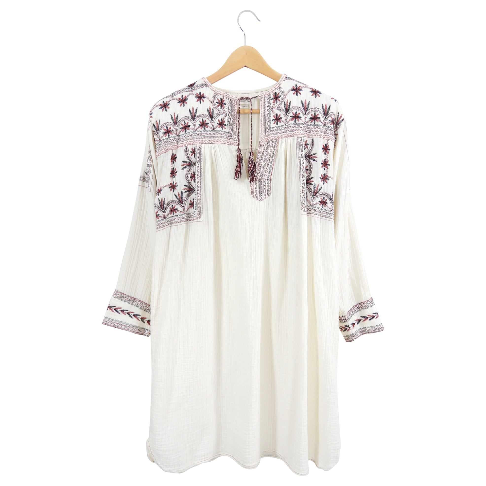 Isabel Marant Etoile Ivory Boho Embroidered Smock Dress - FR40 / M