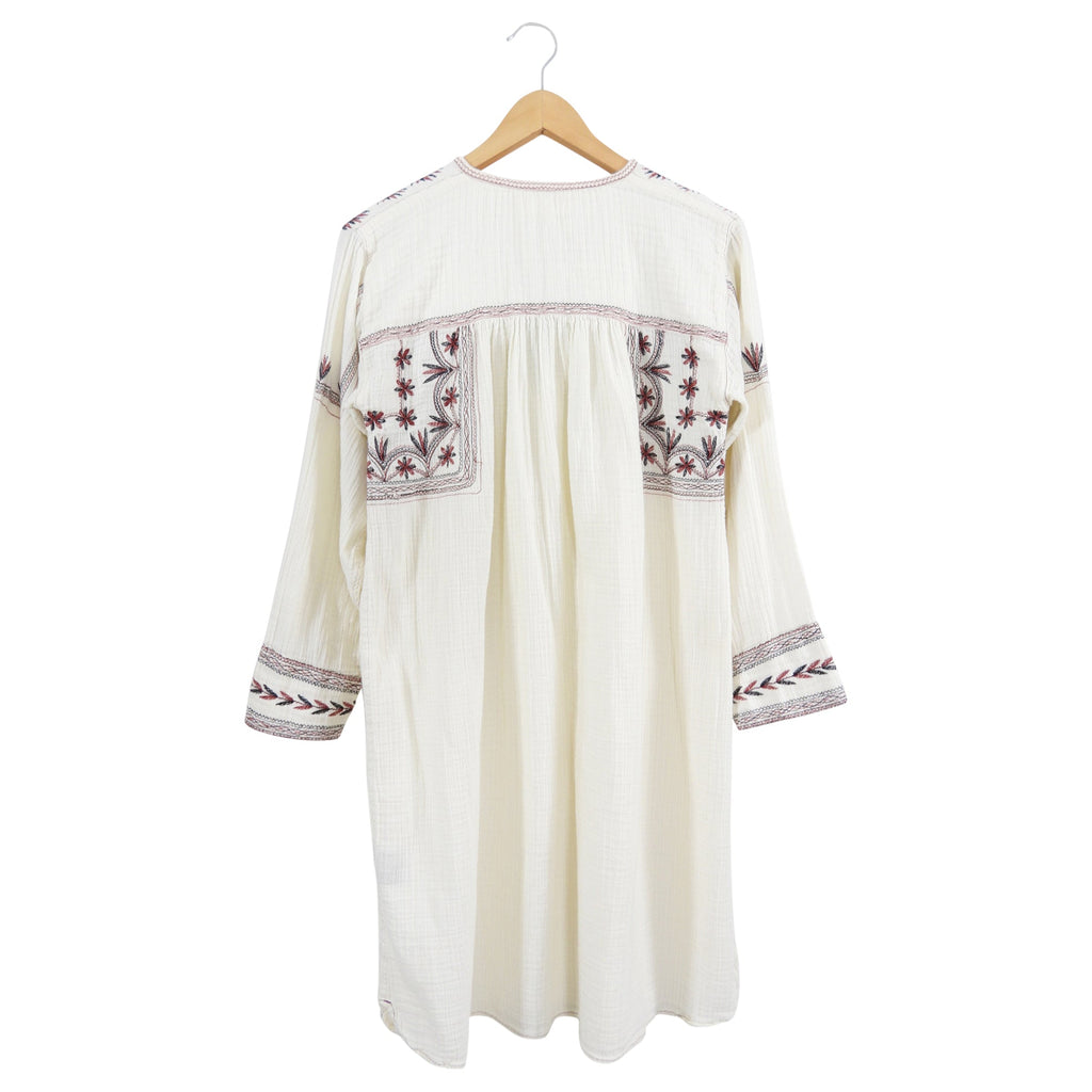 Isabel Marant Etoile Ivory Boho Embroidered Smock Dress - FR40 / M