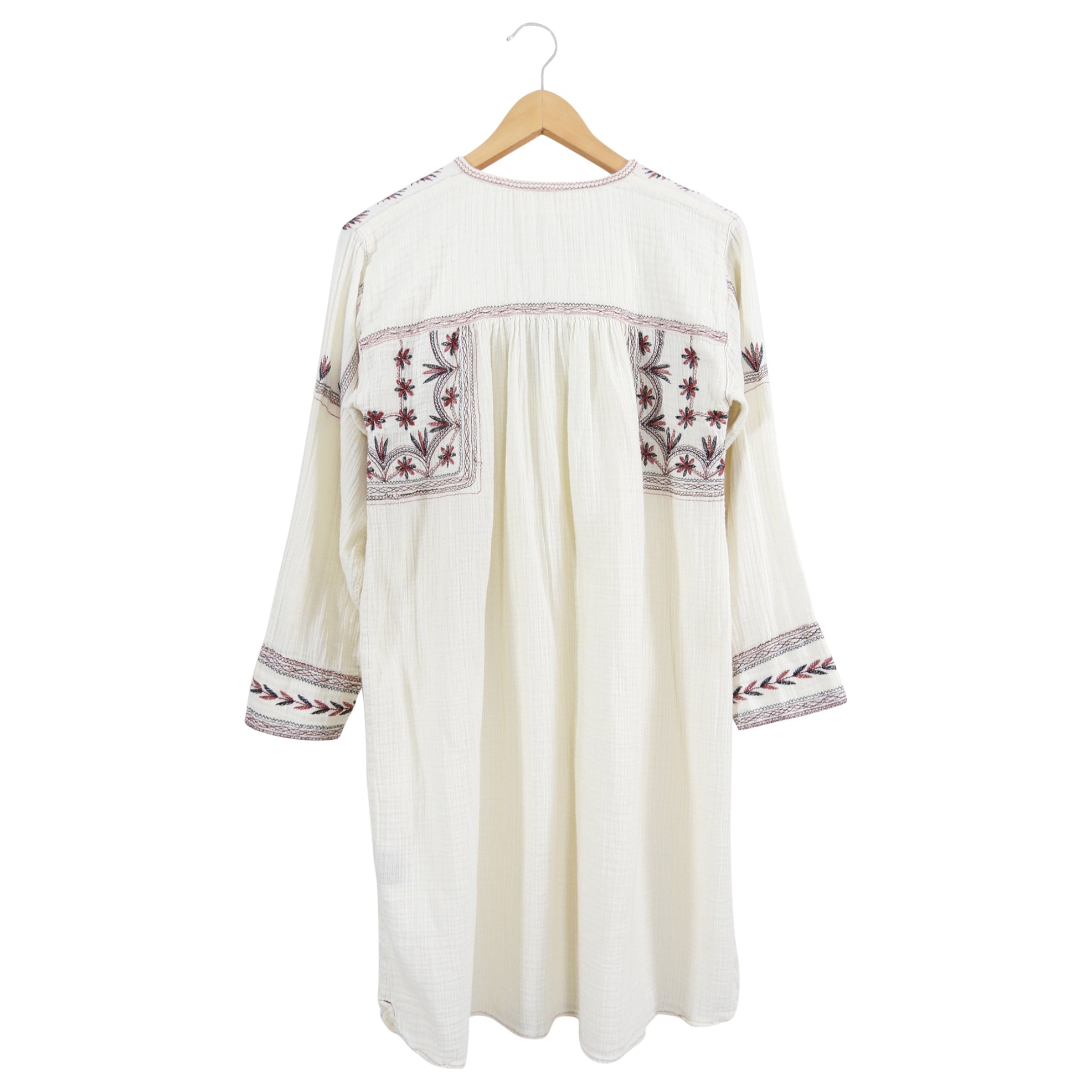 Isabel Marant Etoile Ivory Boho Embroidered Smock Dress - FR40 / M
