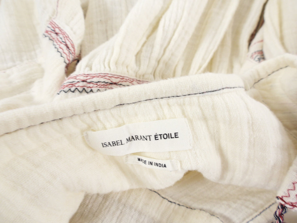 Isabel Marant Etoile Ivory Boho Embroidered Smock Dress - FR40 / M