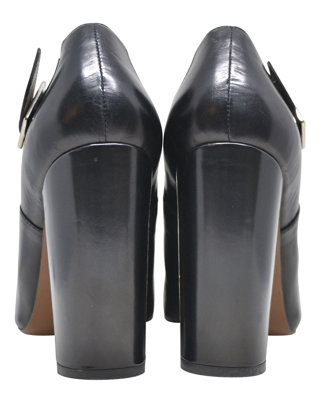 Black Buckled Low Cut Round-Toe Heel Booties