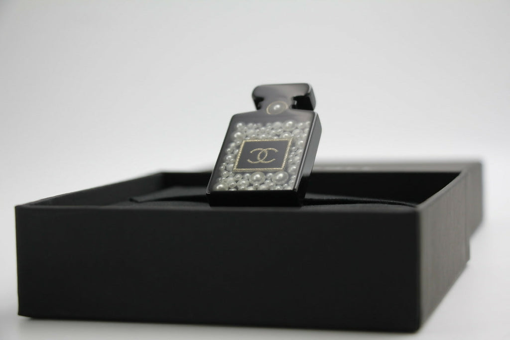 Chanel D18B Black Resin Bubble Perfume Bottle Brooch