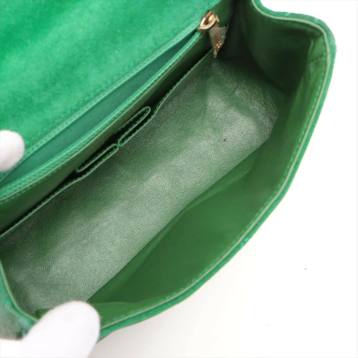 Chanel Vintage Green Small Suede and Lambskin Pagoda Flap Bag