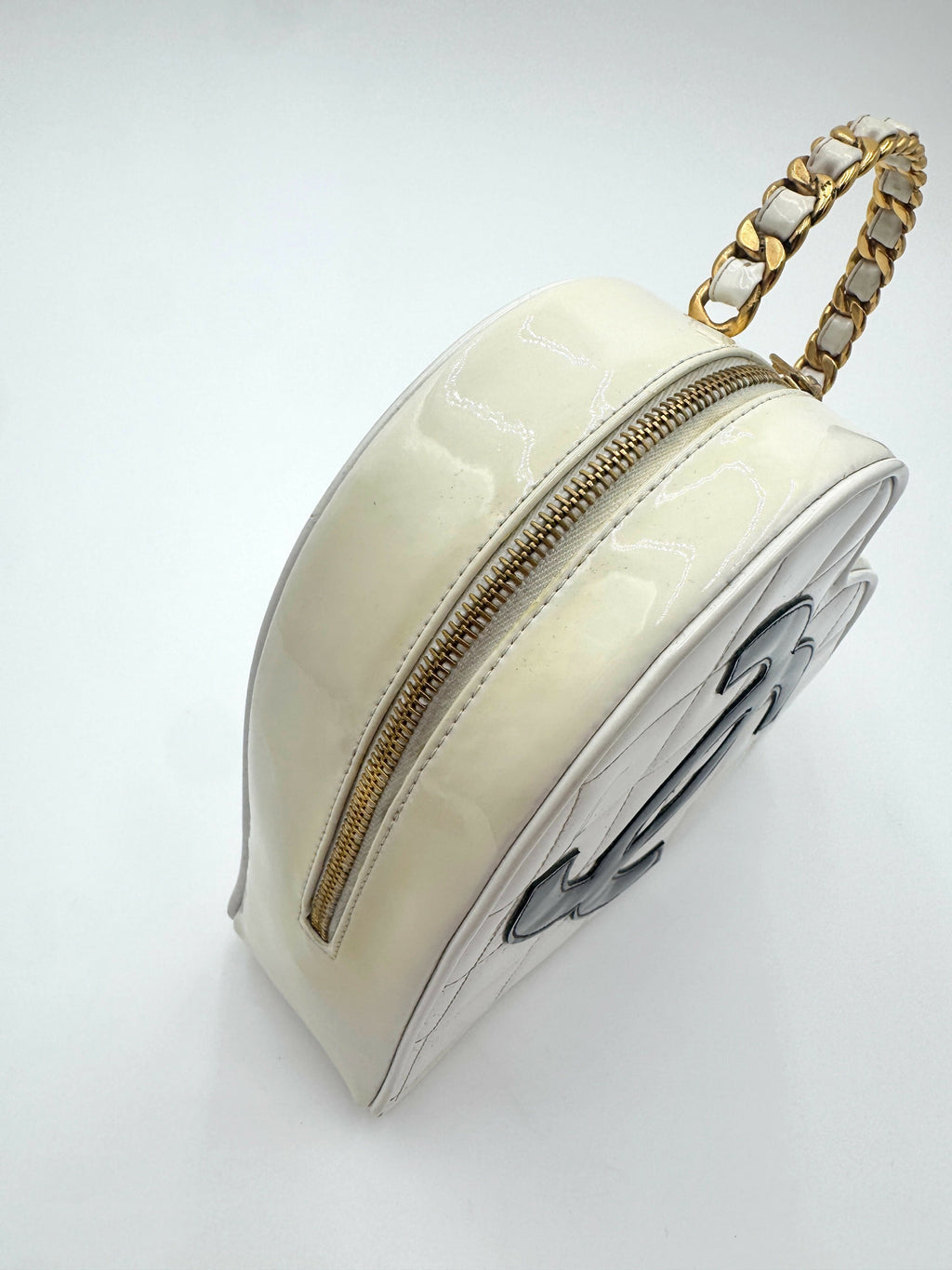 Chanel 1995 Vintage Barbie Heart White Vanity Bag