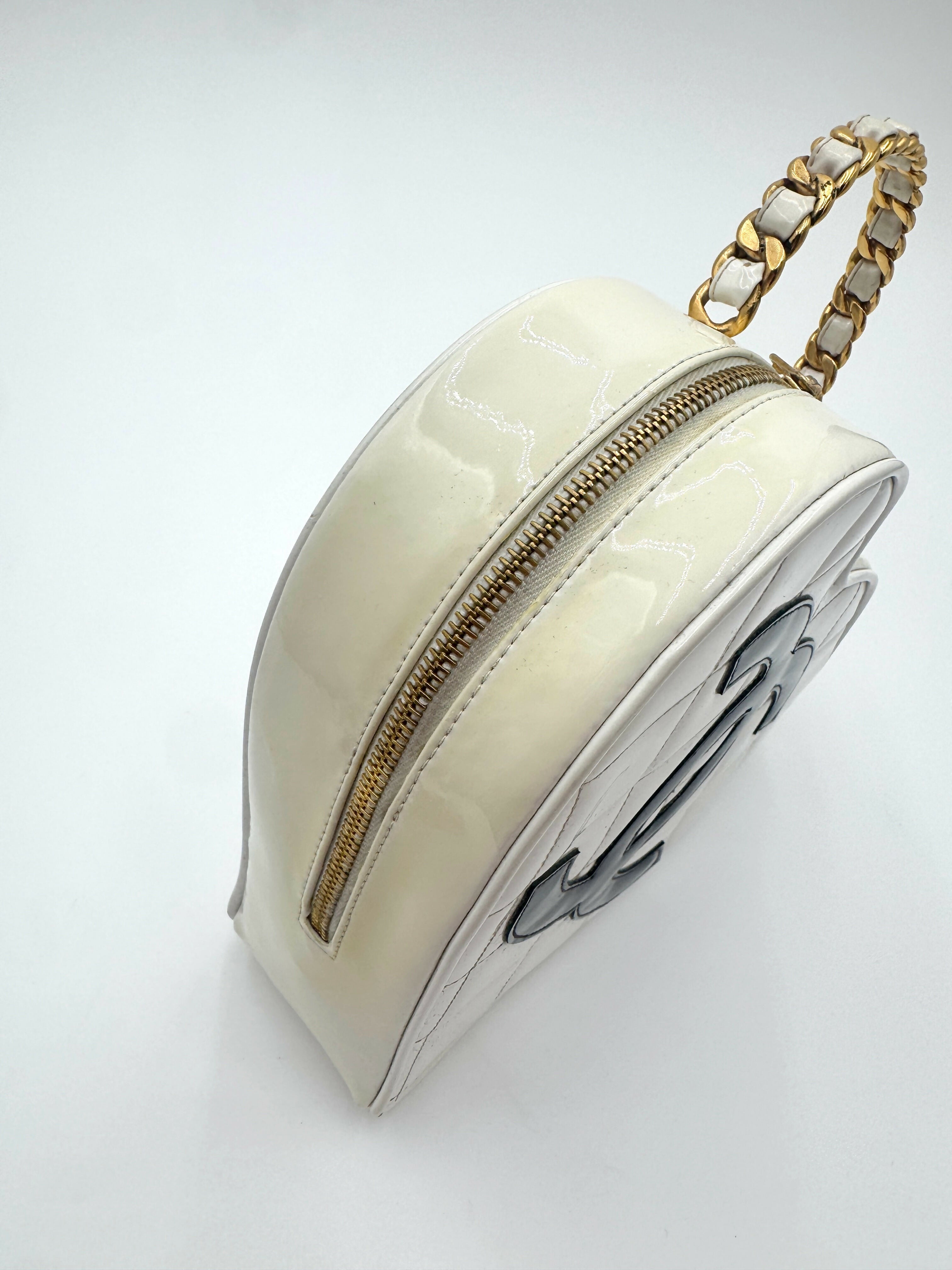 Chanel 1995 Vintage Barbie Heart White Vanity Bag