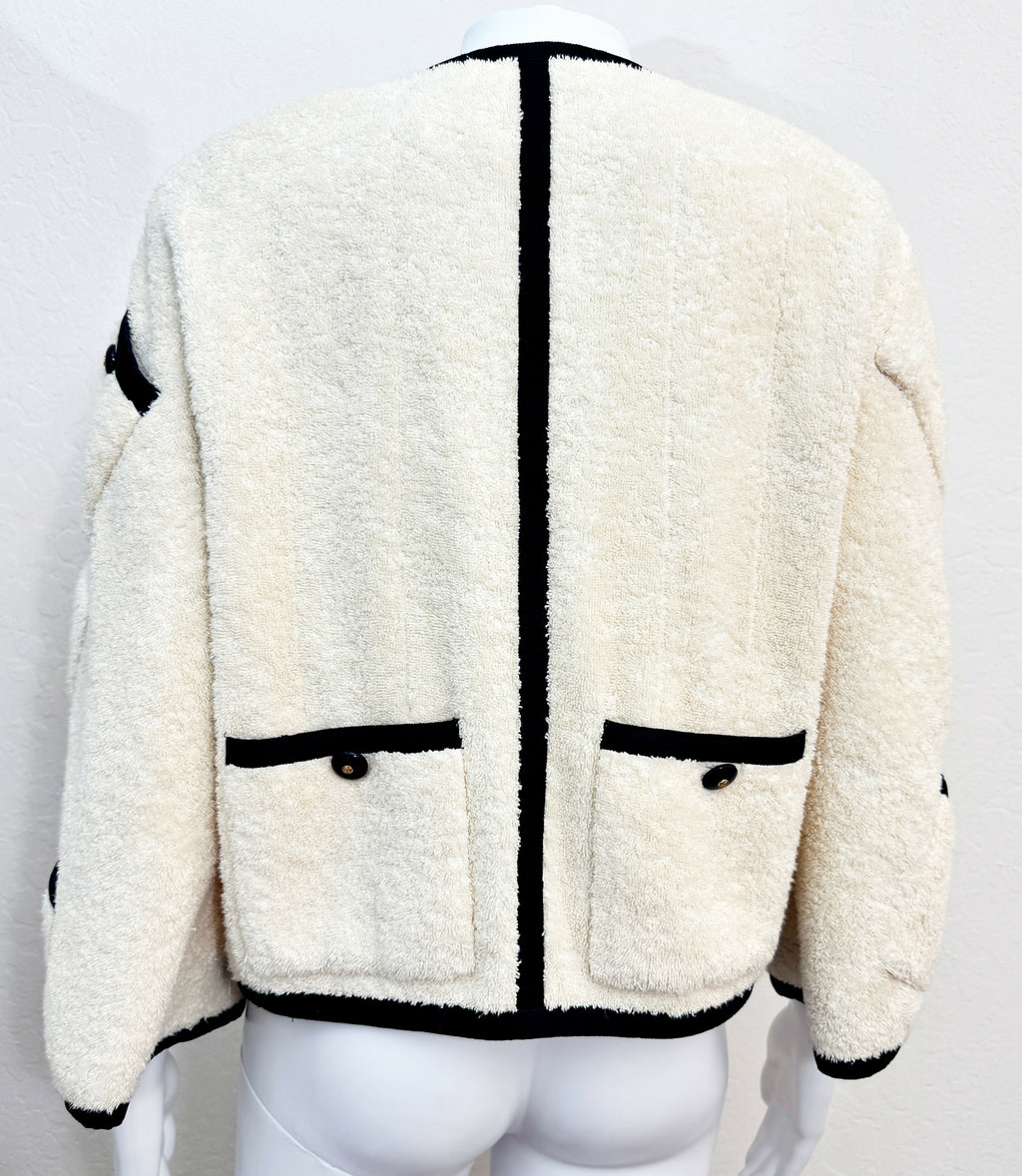 Chanel Vintage 2003 Beige Shearling Pocket on Pocket Jacket