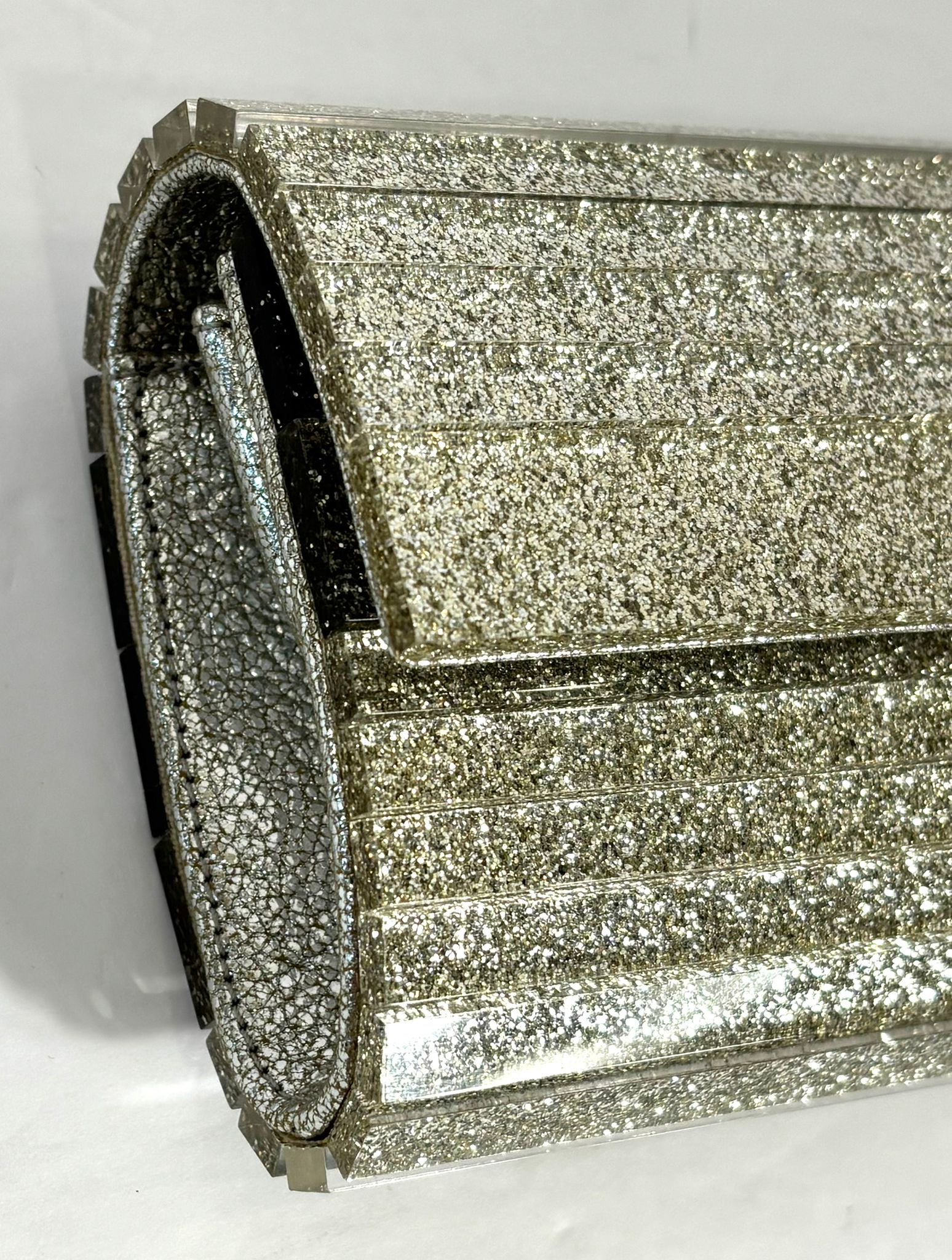 JIMMY CHOO GOLD CLUTCH WITH CHAIN-LINK STRAP
