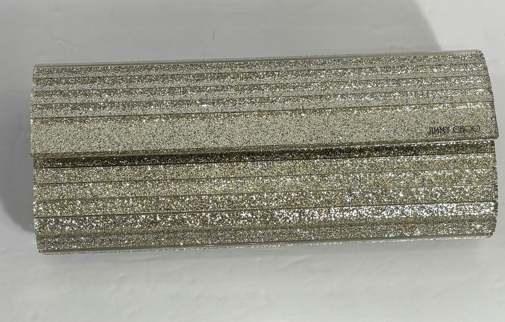 JIMMY CHOO GOLD CLUTCH WITH CHAIN-LINK STRAP