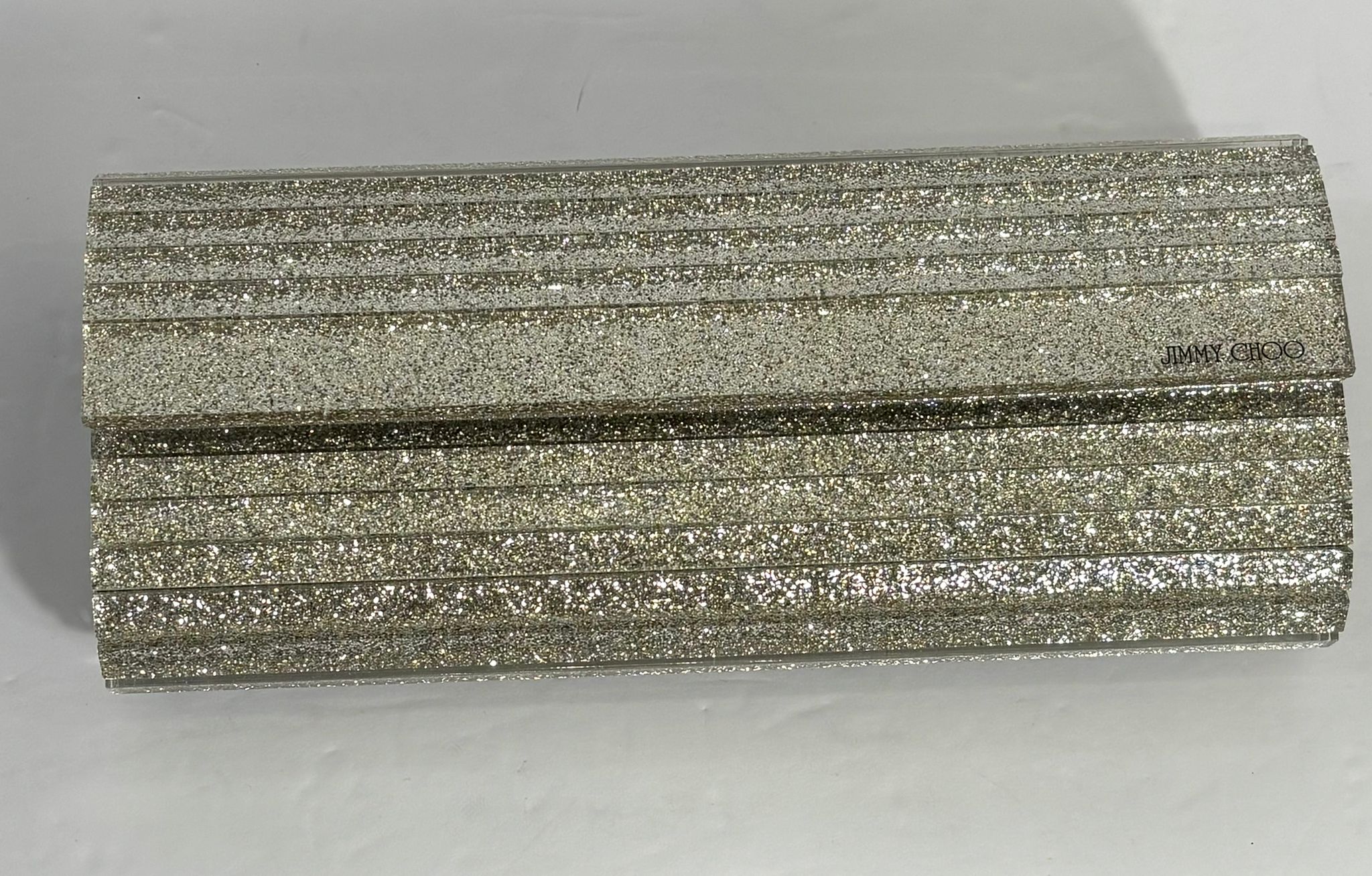 JIMMY CHOO GOLD CLUTCH WITH CHAIN-LINK STRAP