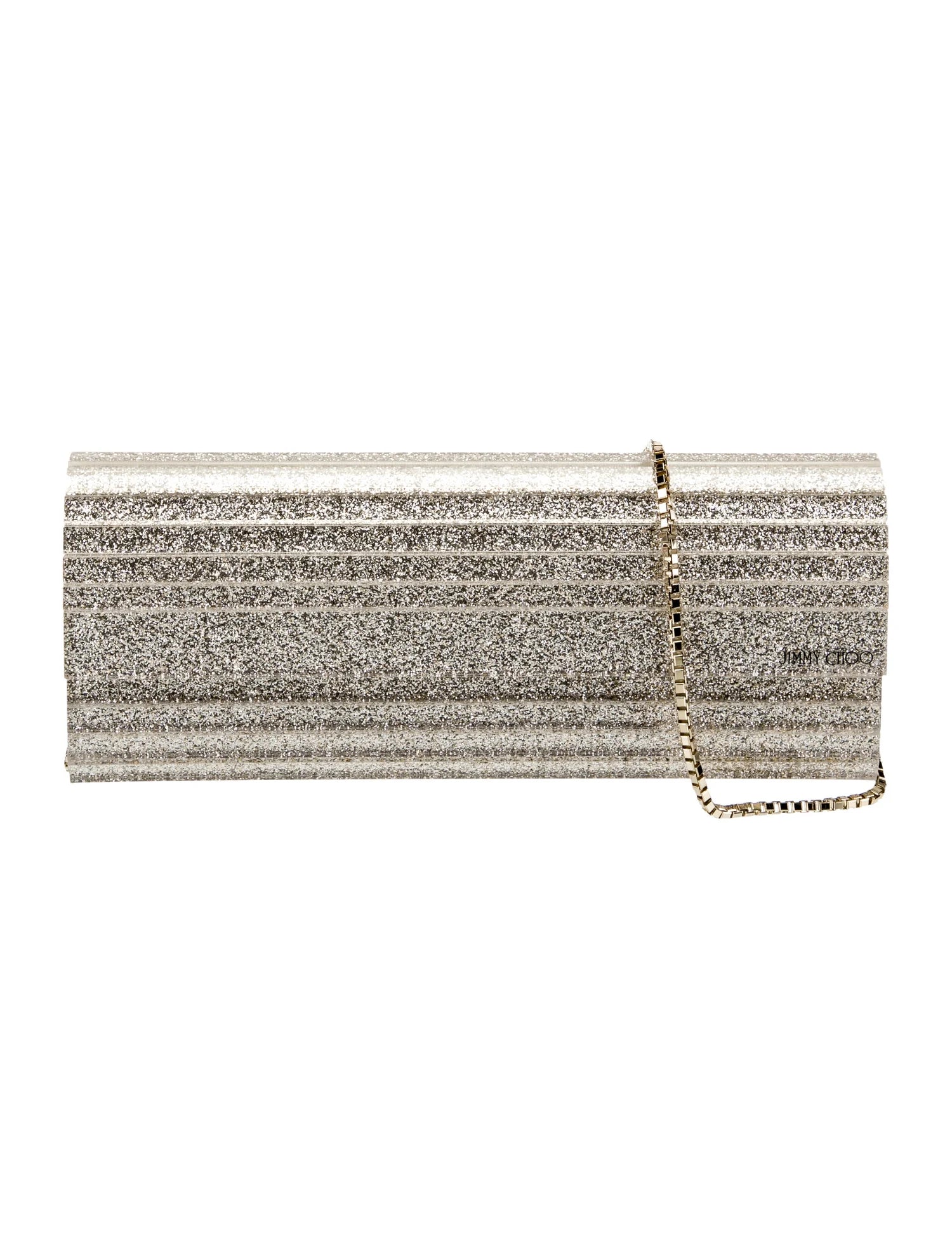 JIMMY CHOO GOLD CLUTCH WITH CHAIN-LINK STRAP