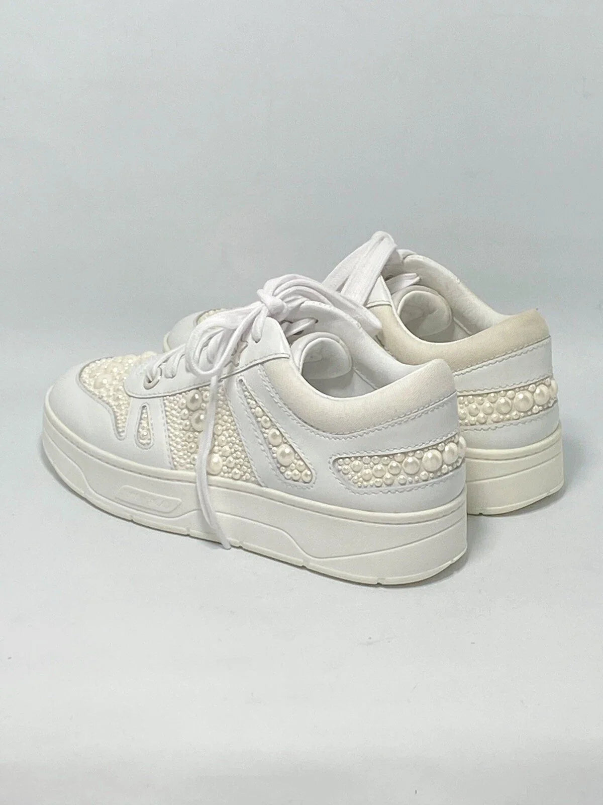 JIMMY CHOO HAWAII F LOW TOP CALFSKIN LEATHER TRAINERS