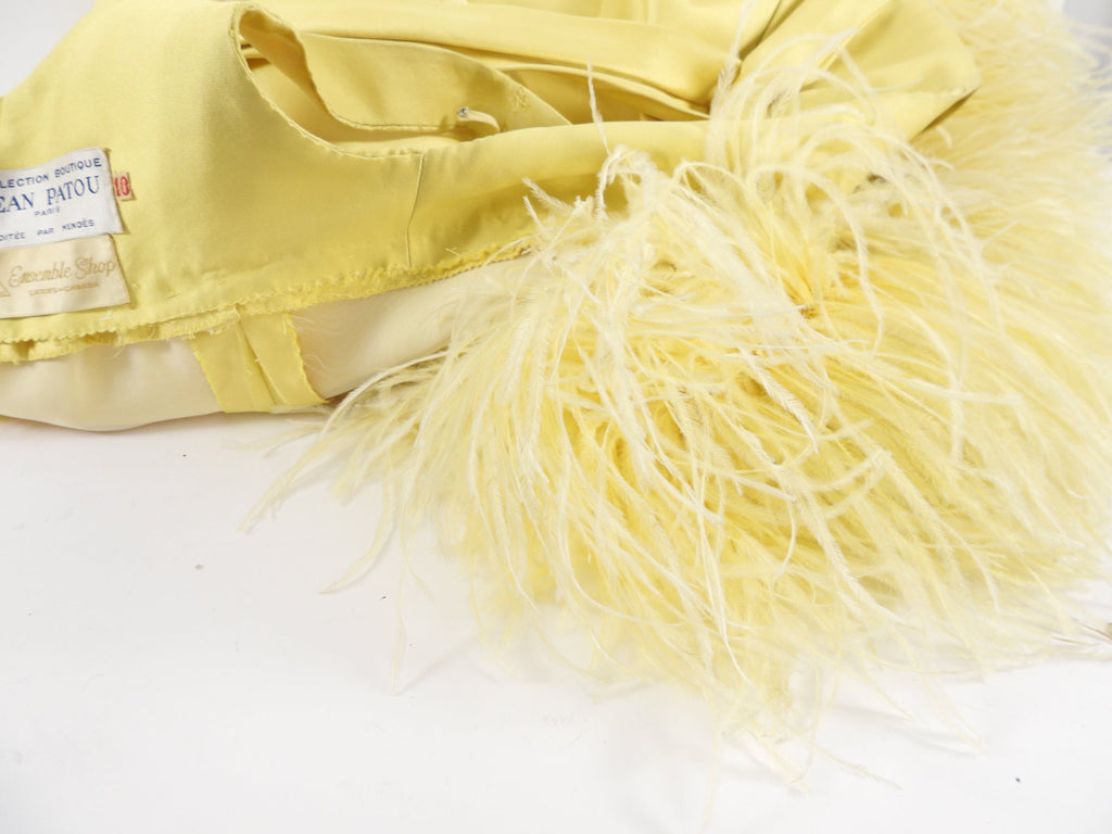 Jean Patou 1960's Yellow Maribou Sleeveless Gown