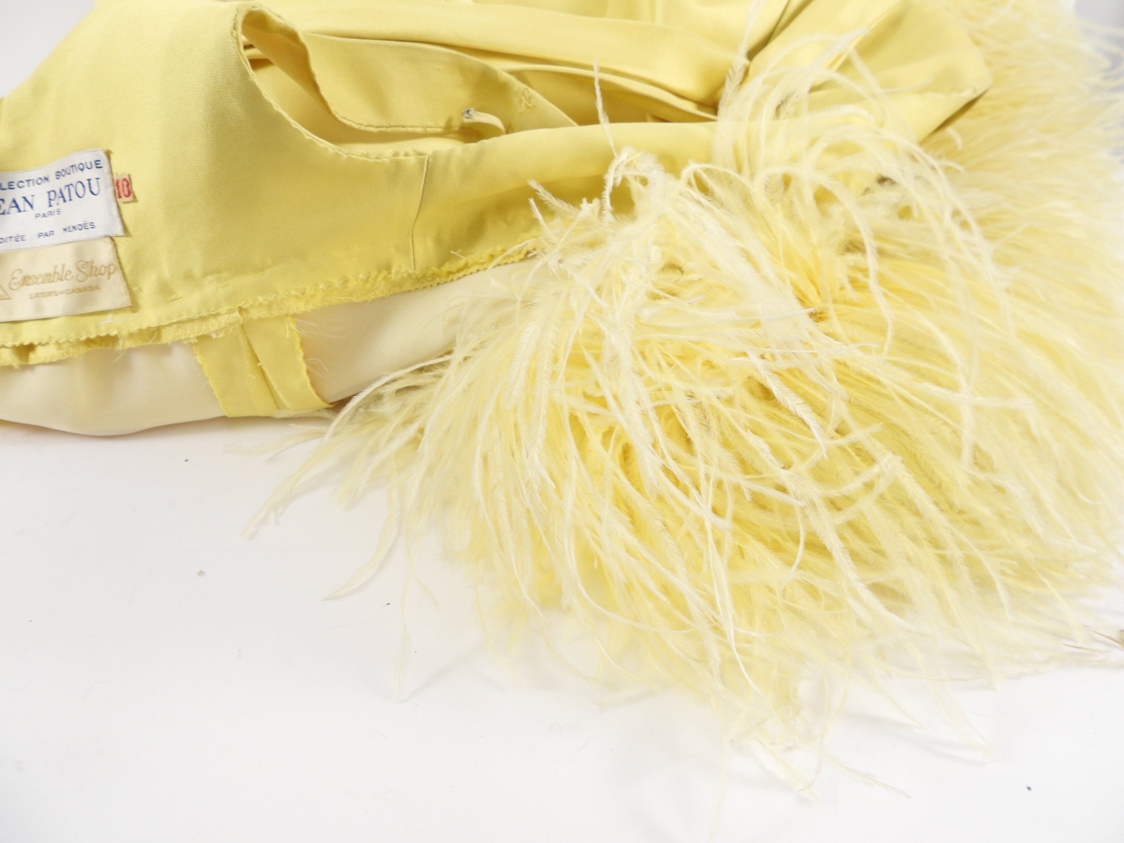Jean Patou 1960's Yellow Maribou Sleeveless Gown