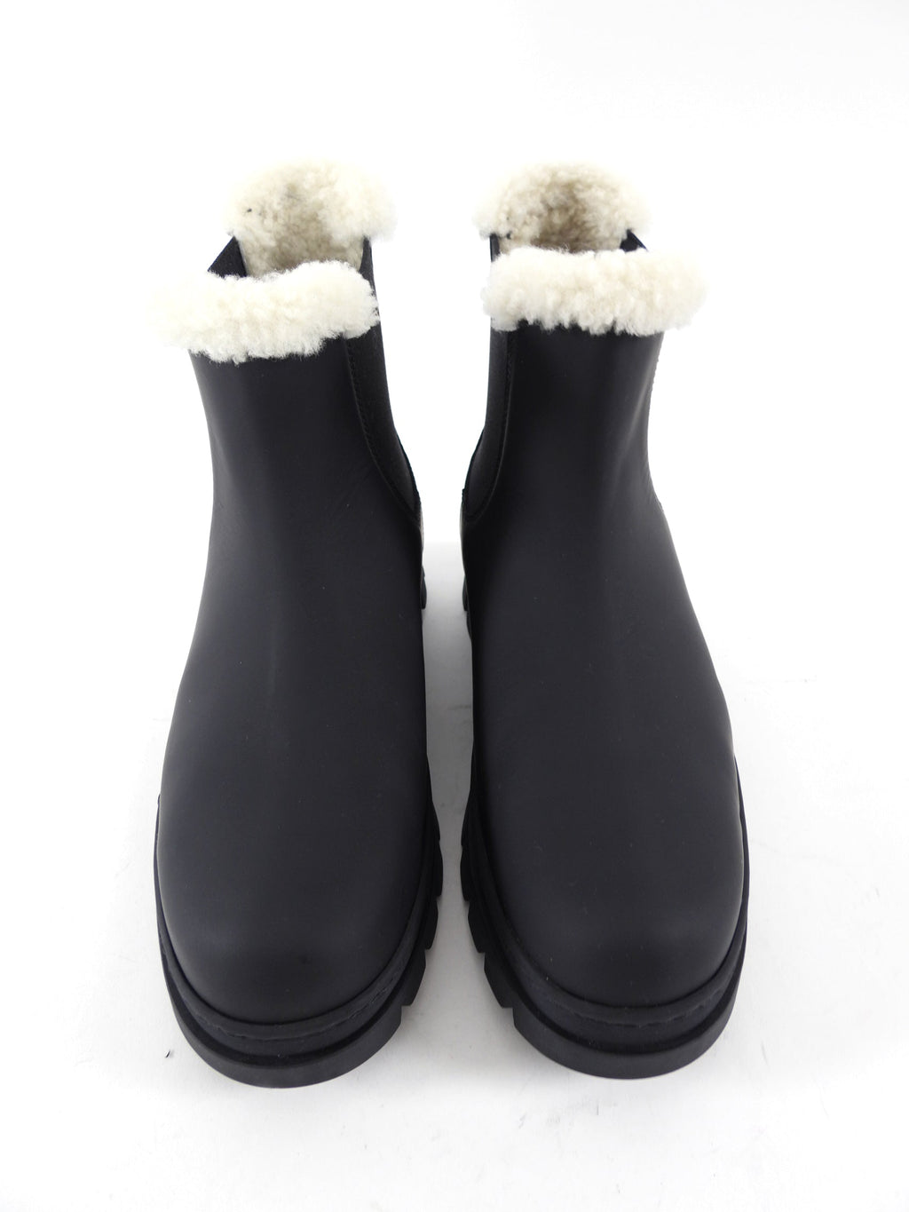 Jenni Kayne Black Rubberized Leather Highland Shearling Ankle Boot - 37